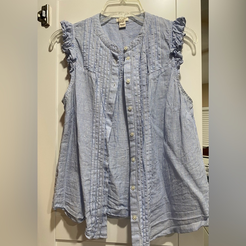 J. Crew ruffle sleeve button up